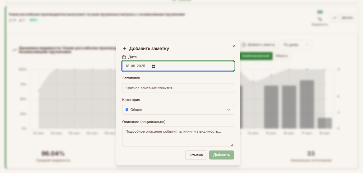 Форма добавления заметки